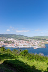 Fototapeta na wymiar Panorama from Monte Brazil of Angra do Herosimo, UNESCO World Heritage SIte, Terceira, Azores, Portugal