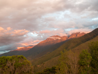 clouds red and landscape