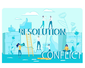 Business Conflict Management, Resolution. Vector.