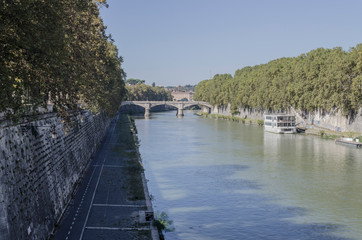 A sunny day at Tiber river in Rome, Italy.