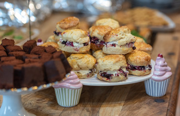 muffins on wooden table