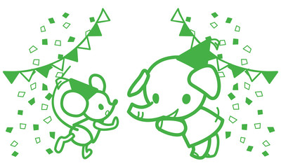 ガーランド（ぞう＋ねずみ）