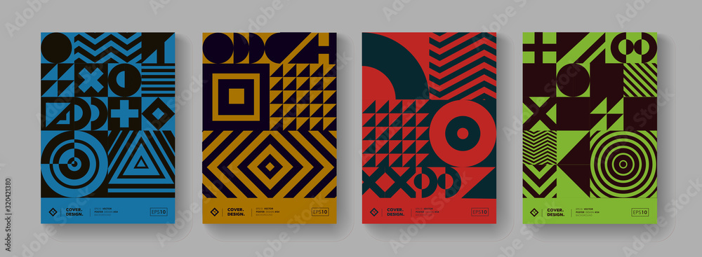 Poster cool minimal geometric poster collection vector design. trendy pattern.