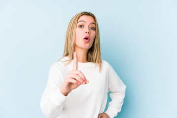 Young blonde caucasian woman isolated having an idea, inspiration concept.