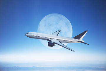 Passenger airplane flying