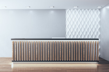 Luxury hotel wooden reception table