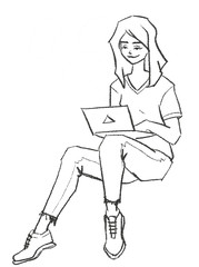 women coworking line