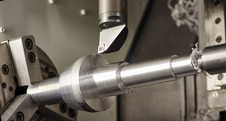 metal cutting on CNC lathe machine. metal working industry