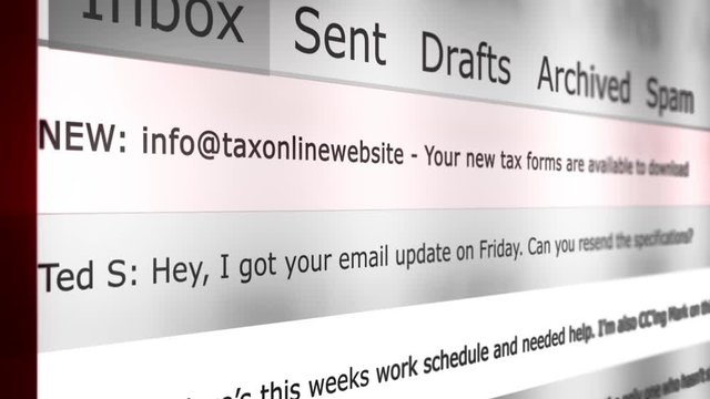 Online Email Interface Animation New Message Series - Downloadable Tax Forms Version