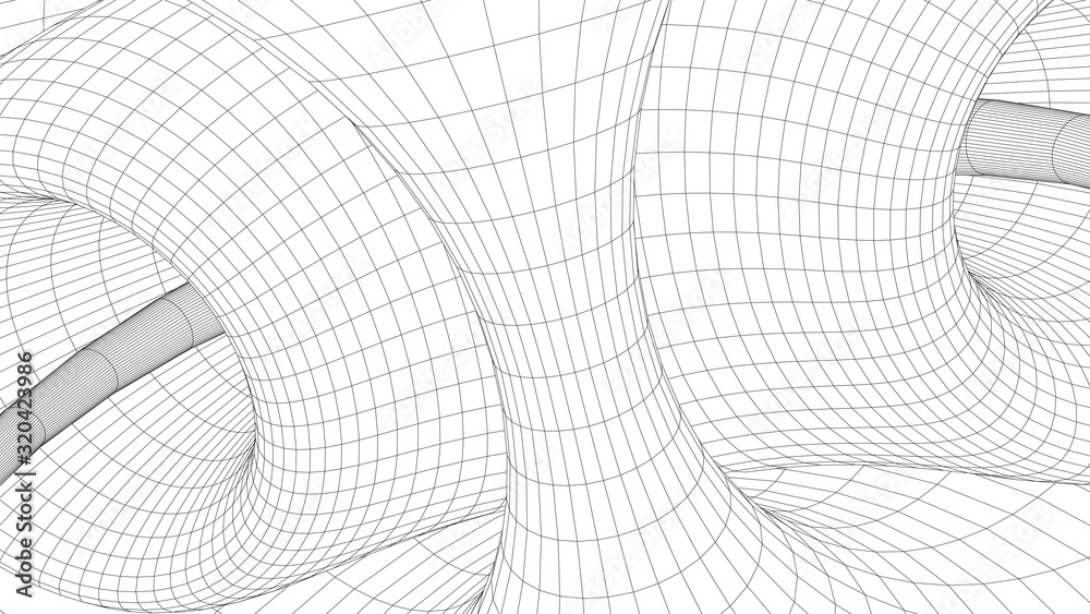 Poster wireframe abstract tunnel. 3d vector wormhole with a mesh structure. vortex. vector perspective grid