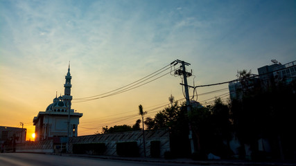 The mosque in the morning , Twilight time