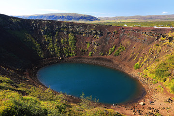 Fototapeta na wymiar Kerid volcanic crater lake in Iceland, Europe