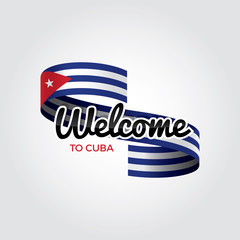 Welcome to Cuba flag. Patriotic design. Vector illustration.