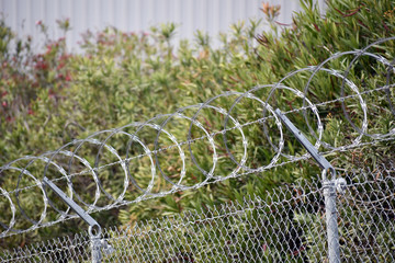 Chain-link fence with razor wire