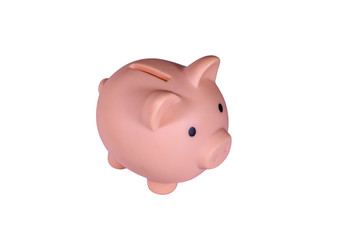 Pink piggy bank isolated on a white background