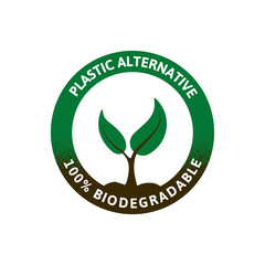 Logo for biodegradable materials. Preserving a healthy environment. Eco friendly products.