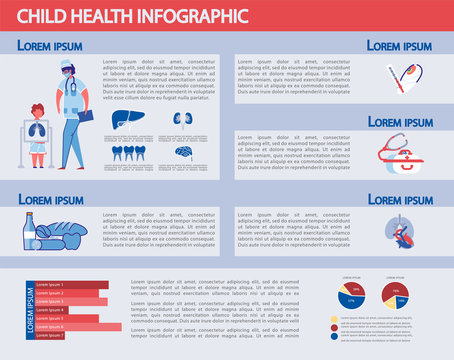 Child Health Infographic Set - Medicine Statistic.