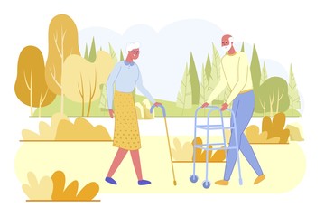 Loving Senior Disabled Couple Spend Time Outdoors.