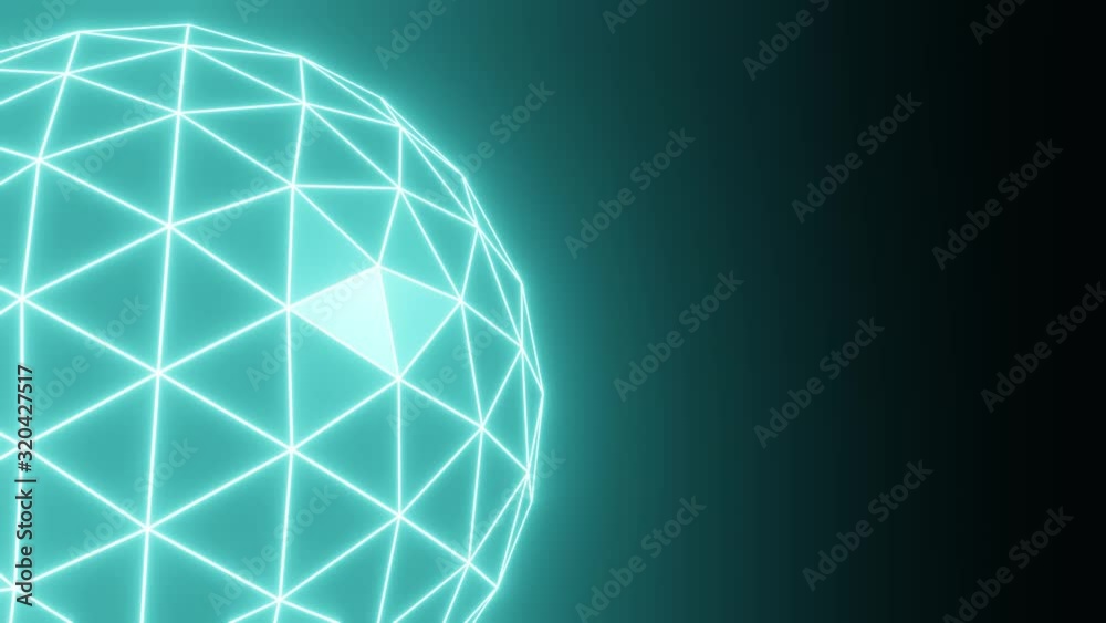 Wall mural a loop able animation sequence showing a rotating blue globe on a black background