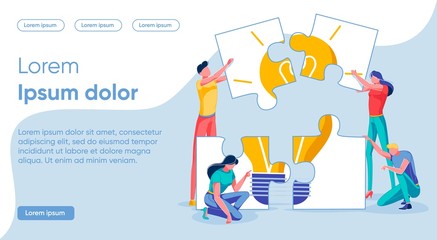 Vector Banner Composing Ideas from Puzzle Pieces.
