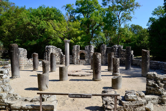 Remains of the baptistery in Buthrotum (Butrint), Albania. 