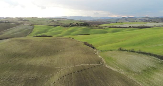 Tipical Tuscany Hills in Val D'Orcia, Winter season
