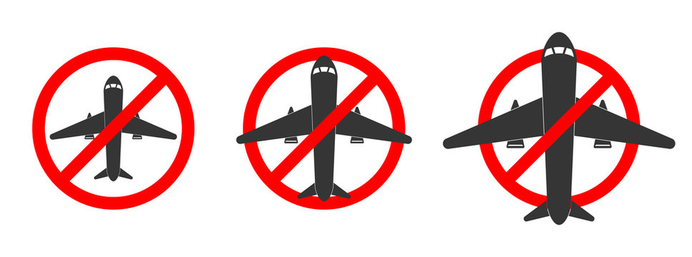 Isolated Sign Of Prohibition Flying. Flight Ban