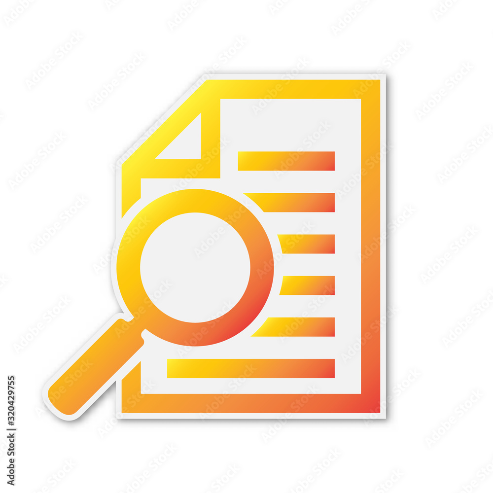 Poster document with magnifying glass icon - vector