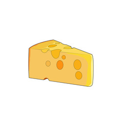 Yellow swiss slice of cheese. Cheddar cheese with holes. Vector graphic illustration
