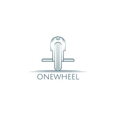 Electric monowheel logo in vintage style with sample text © yershovoleksandr