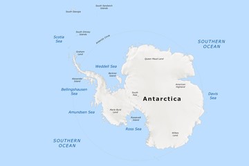 Antarctica political map on light blue background  with terrain relief © martynan