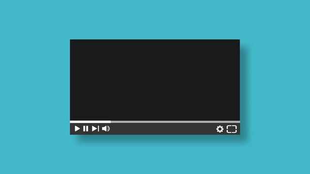 Realistic video player with shadow. Media Player Interface.