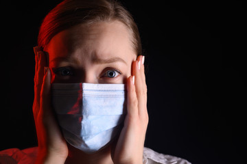 A girl in a mask, a coronary virus disease, new pneumonia. A global outbreak in China. Against a...