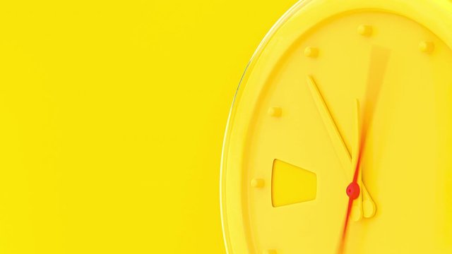 Yellow alarm clock The beginning of time 11.45 run fast to 12.00. Time-lapse moving fast and copy space for your text. Minimal idea concept, 3D Render.