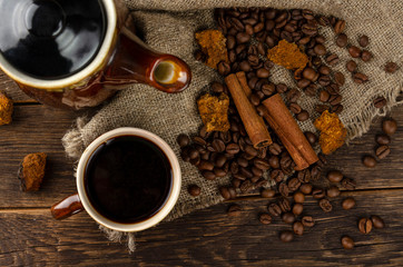 Chaga coffee with spice on the dark