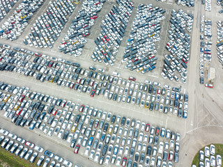 Obraz premium Aerial view of the customs car park