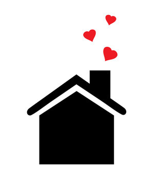 vector house icon with hearts