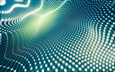 Fototapeta premium Abstract background. Molecules technology with polygonal shapes, connecting dots and lines. Connection structure. Big data visualization.