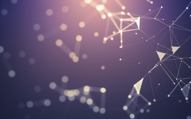 Abstract background. Molecules technology with polygonal shapes, connecting dots and lines....