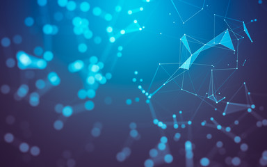 Abstract background. Molecules technology with polygonal shapes, connecting dots and lines....