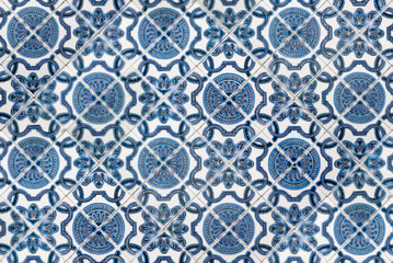Azulejos is traditional Portuguese tiles. Azulejo is a form of Portuguese painted, tin-glazed, ceramic tile work. Architecture ornament.