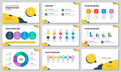 Colorful presentation template. Set of Infographic element vector with steps, options, timeline, workflow, circle, graph. Can be used for brochure, flyer, banner, marketing, advertising, annual report