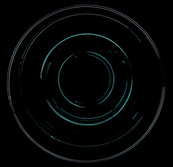 Abstract blue luminous circles in the dark