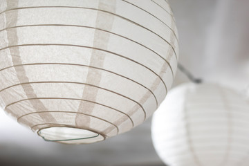 White paper lantern and metal structure for indoor decoration