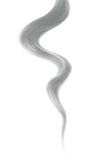 Fototapeta premium Gray hair on white background, isolated. Thin curly thread