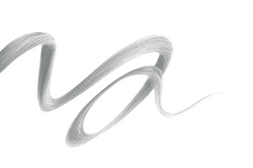 Gray hair on white background, isolated. Thin curly thread