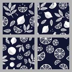 Tropical seamless pattern set with citrus