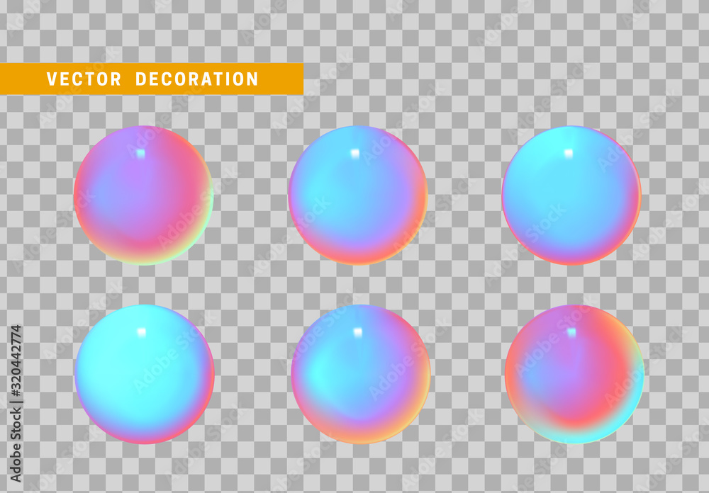 Poster set is three-dimensional geometric shape isolated with colorful hologram chameleon color gradient. 3