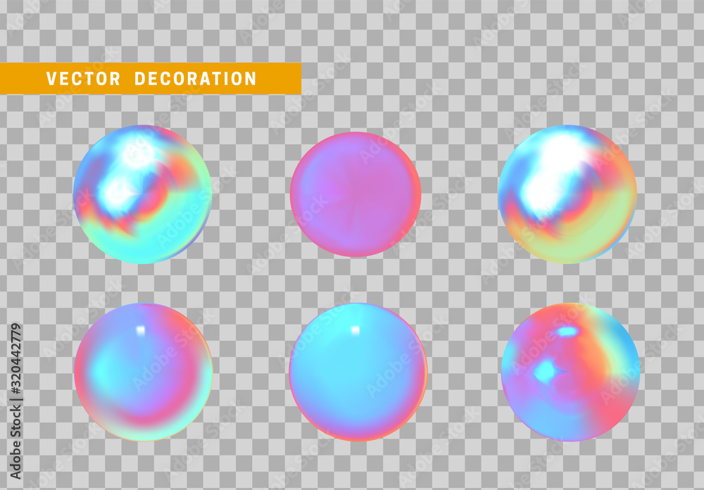 Poster set is three-dimensional geometric shape isolated with colorful hologram chameleon color gradient. 3