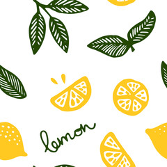 Tropical seamless pattern with citrus